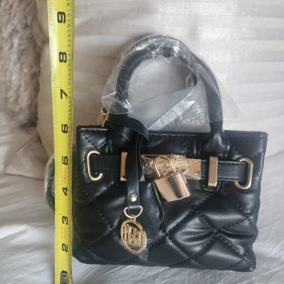Badgley Mischka Mini Diamond Quilted Tote with front lock NWT - Picture 10 of 12